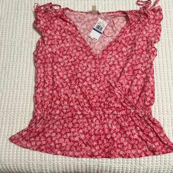 Michael Kors Red Floral Crop Top NWOT - Picture 4 of 7